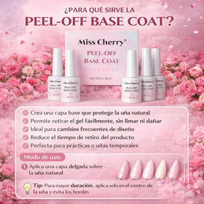 Miss Cherry PEEL-OFF Base coat practice gel facil de remover retiro despegable