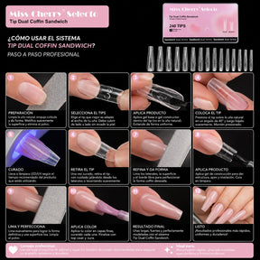 Miss Cherry Tip dual sistem sandwich extension de uñas moldes doble forma