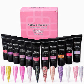 Miss Cherry Polygel manicura con glitter set 12 pz