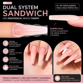 Miss Cherry Tip dual sistem sandwich extension de uñas moldes doble forma