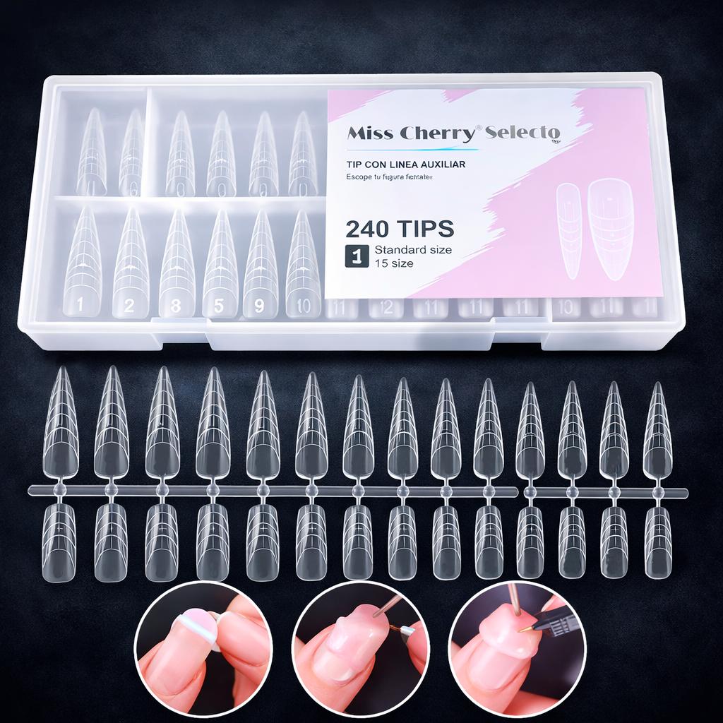 Miss Cherry 240 Tips Molde de extensión de uña para polygel acrigel profesional