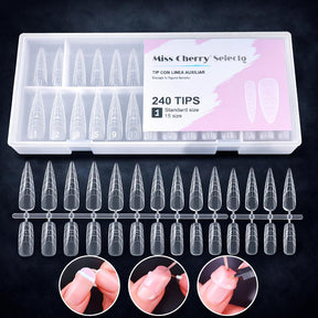 Miss Cherry 240 Tips Molde de extensión de uña para polygel acrigel profesional