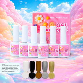 Miss Chery Gel Expandible Incluye 1 base espandible y 5 colores profesionales gama para manicura en uñas UV LED