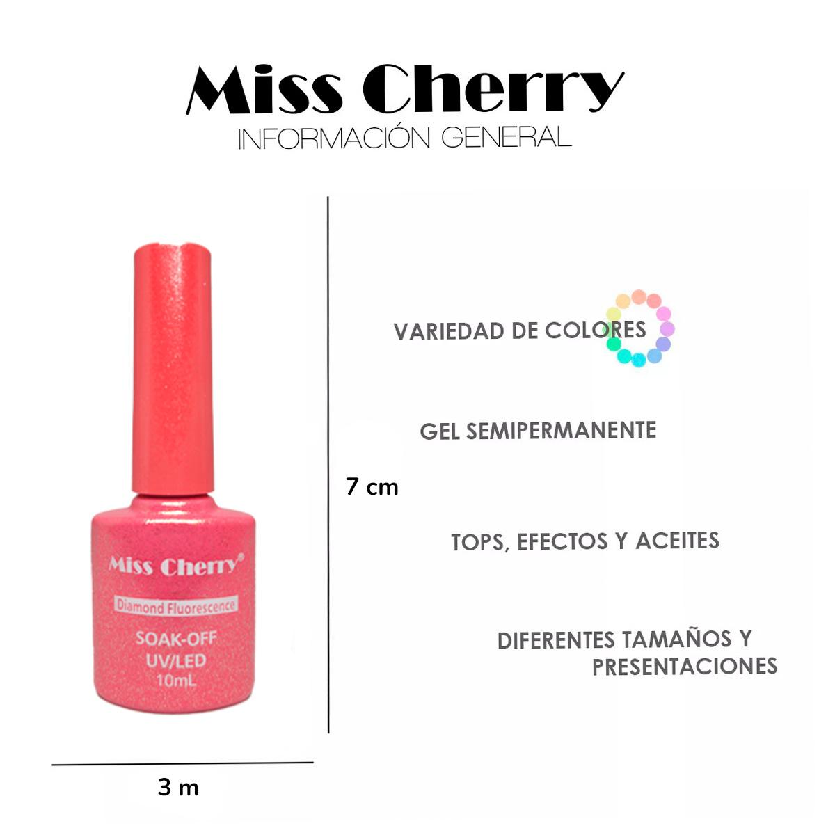 Miss Cherry Gama Arcoiris gel semipermanente glitter colores vibrantes UV/LED gel para uñas