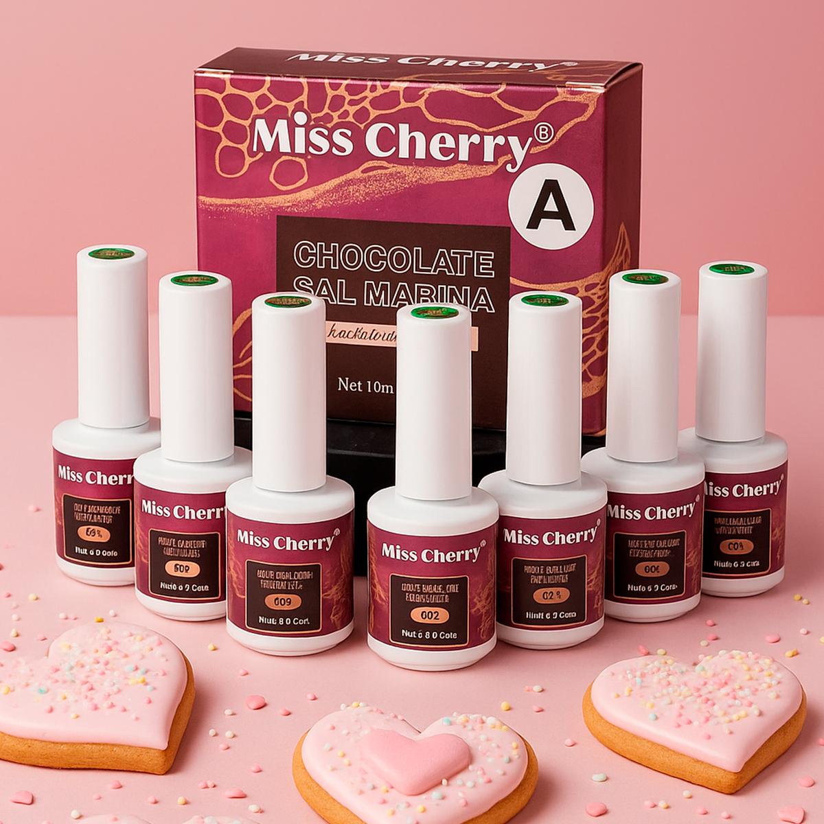 Miss Cherry Chocolate Efecto sal Marina gel semipermanete traslucido con efecto textura