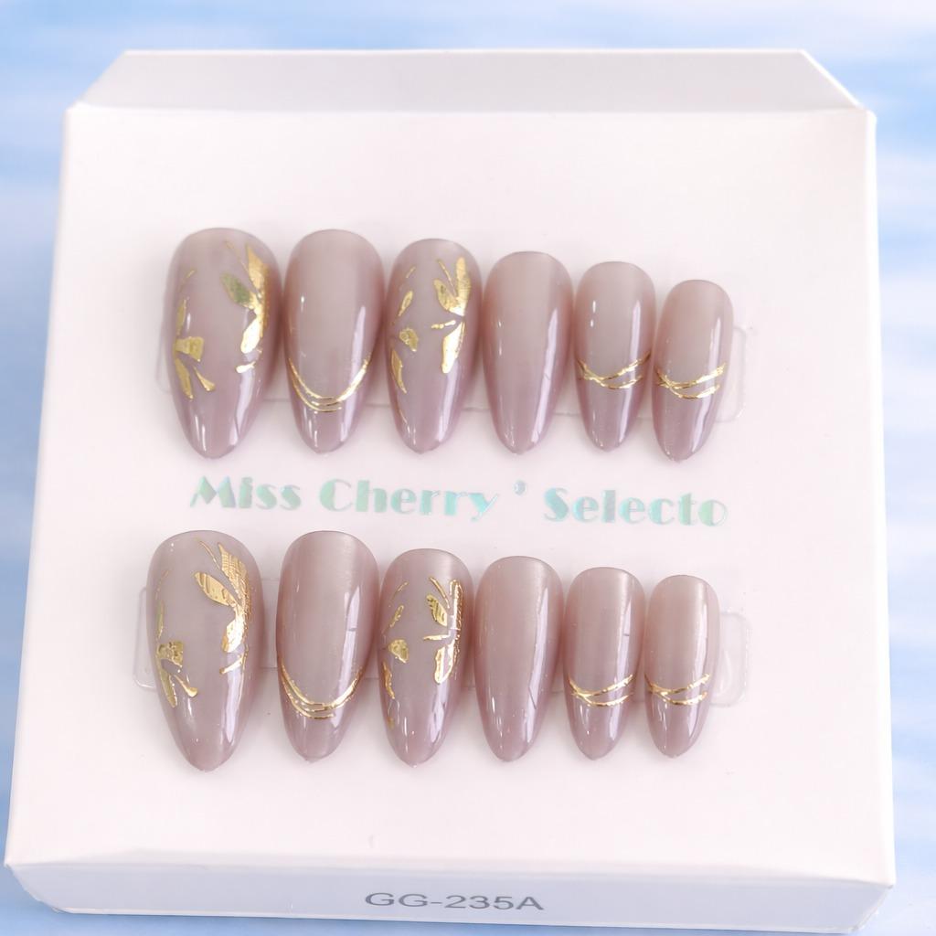 Miss Cherry Uñas postizas Press on con diesño Ojo de gato Tips