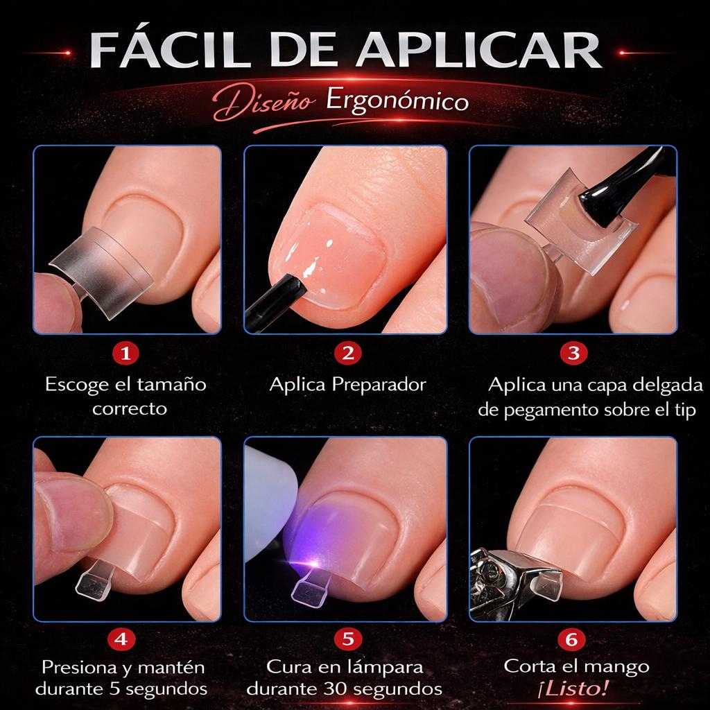 Miss Cherry 600pz Tips con sonrisa Mini cuadrada Postizas Corto, 12 Tamaños media punta