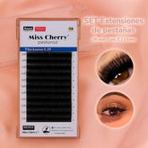 Miss Cherry SET-Professional Extensiones de pestañas .25 mm Efecto marcado y dramático Uso Profesional