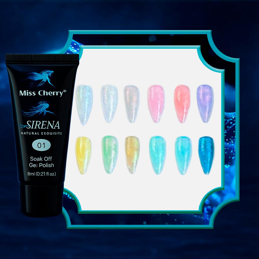 Miss Cherry Gel Esmalte Semipermanente para Uñas Gel Sirena  Poligel 12 pzs 15ml
