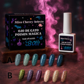 MISS CHERRY Gel esmalte semipermanente para uñas Uv Led Gama efecto ojo de gato POCIÓN MÁGICA 6 pcs