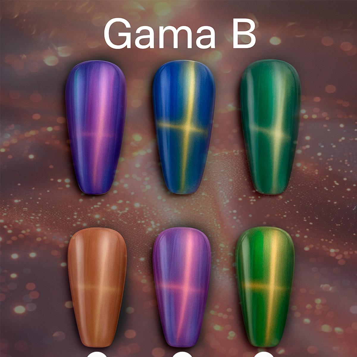 Miss Cherry Gama GOLDEN COLORS Efecto ojo de gato, manicura profesional Nail  10ml 6 Piezas