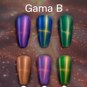 Miss Cherry Gama GOLDEN COLORS Efecto ojo de gato, manicura profesional Nail  10ml 6 Piezas