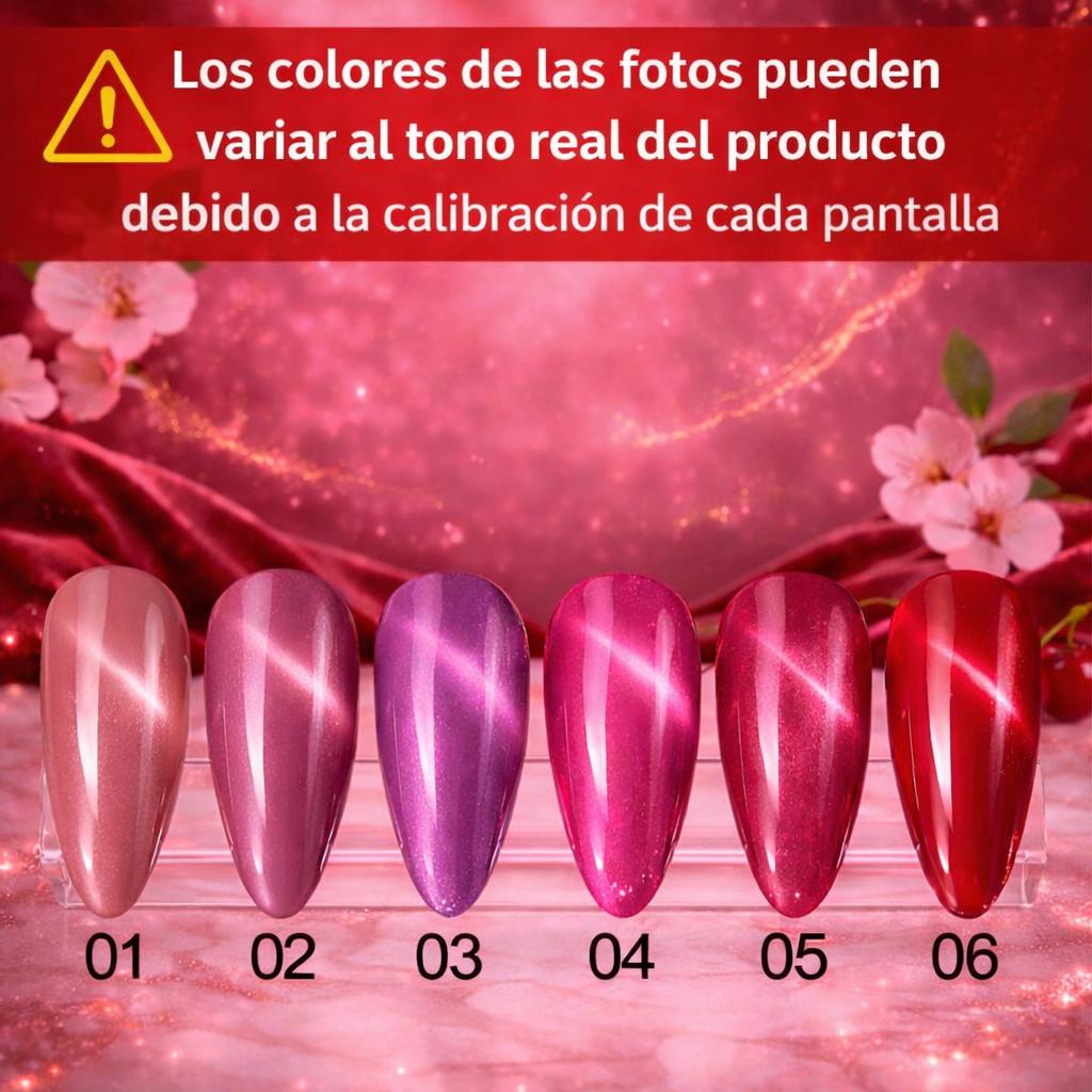 HEMATPOFree Miss Cherry Pink ojo de gato efecto para uñas manicura