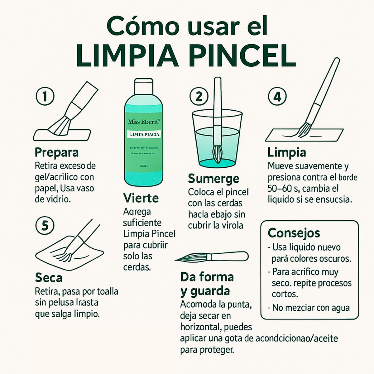Miss Cherry Limpiador de Pinceles profesional uñas Acrilicas Y Gel Mc