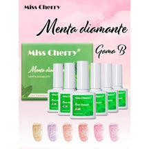 MISS CHERRY Gel esmalte semipermanente para uñas Uv Led Gama MENTA DIAMANTE 6 pcs