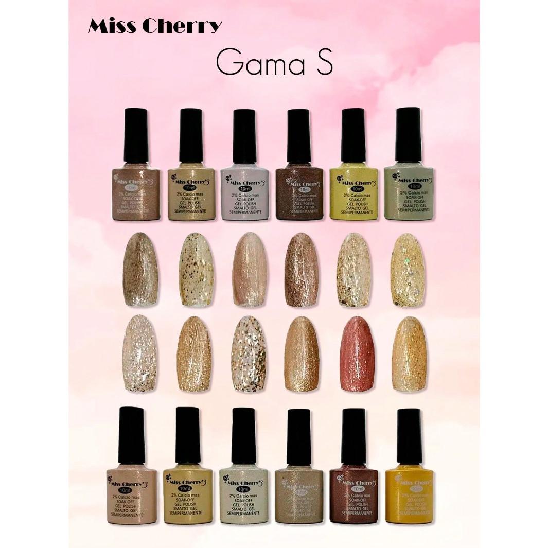 MISS CHERRY Gel esmalte semipermanente para uñas Uv Led GAMA S 12 pcs