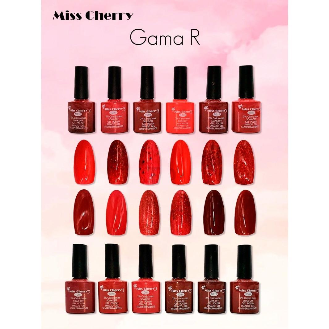 MISS CHERRY Gel esmalte semipermanente para uñas Uv Led GAMA R 12 pcs