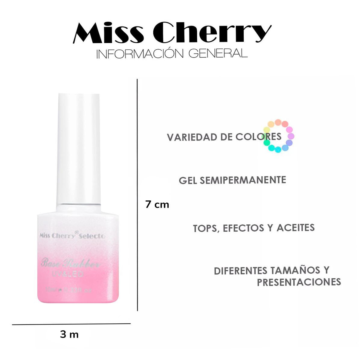 Miss Cherry Rubber Pastel 12p Gel semipermanente UV LED nail uñas manicura