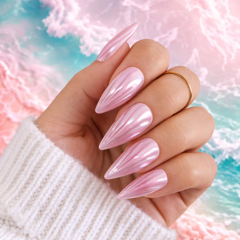 Miss Cherry Tips Press On Diseño de concha de mar Modelos diferentes uñas