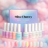 Miss Cherry Rubber Pastel 12p Gel semipermanente UV LED nail uñas manicura