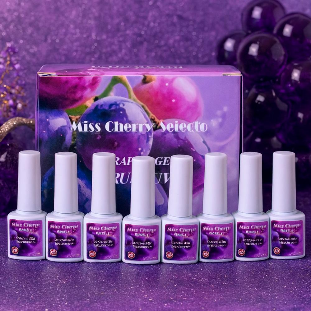 Miss Cherry Gel Esmalte Semipermanente para Uñas Ojo de Gato Uva 12 pzs 10 ml