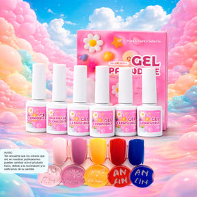 Miss Chery Gel Expandible Incluye 1 base espandible y 5 colores profesionales gama para manicura en uñas UV LED