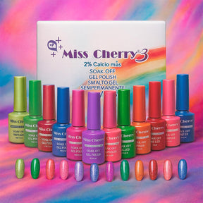 Miss Cherry Gama Arcoiris gel semipermanente glitter colores vibrantes UV/LED gel para uñas