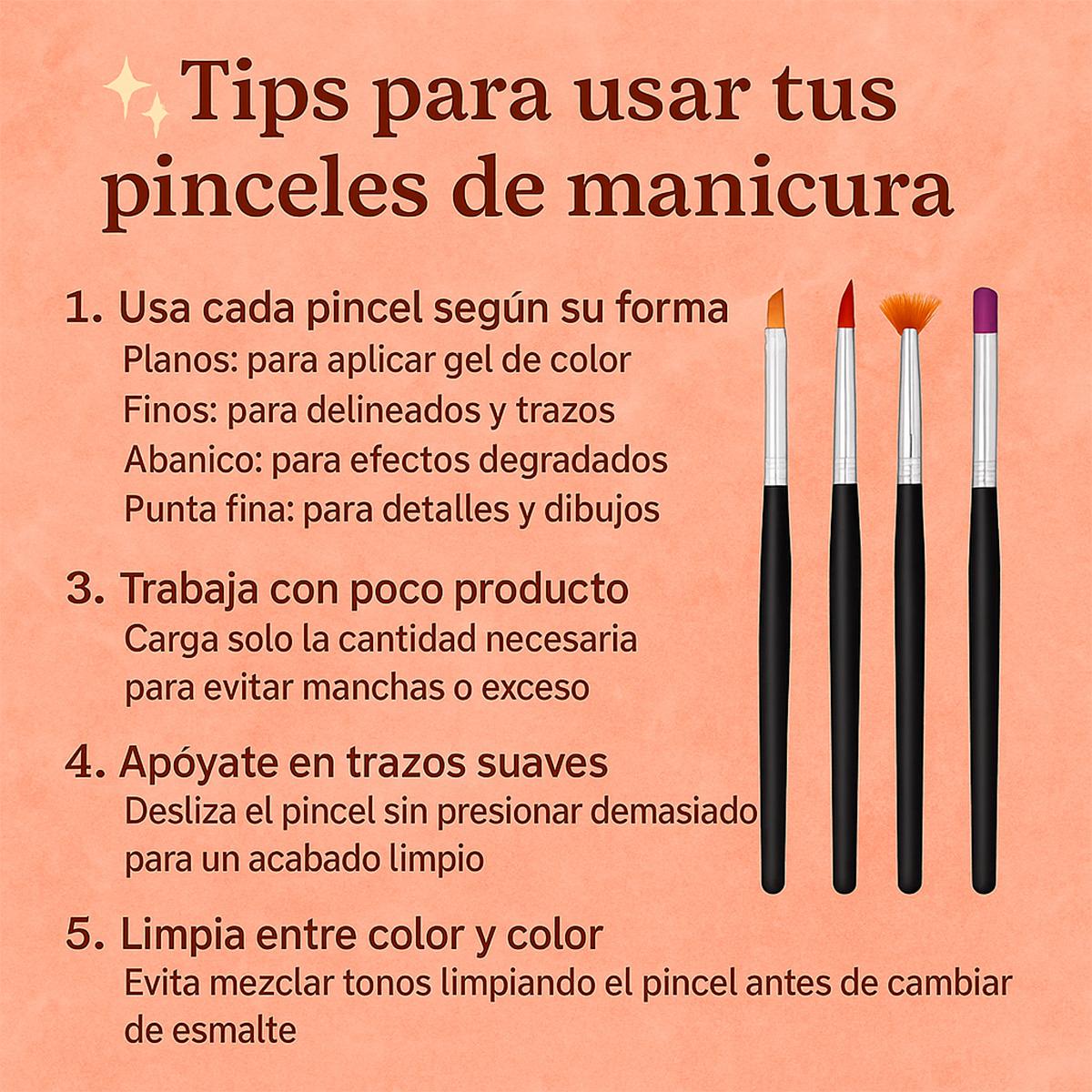 Miss Cherry Juego de Pinceles 10p Para Uñas Acrilico Manicura Decoración Modelos No.12 No.8 No.6 a elegir