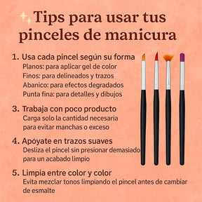 Miss Cherry Juego de Pinceles 10p Para Uñas Acrilico Manicura Decoración Modelos No.12 No.8 No.6 a elegir