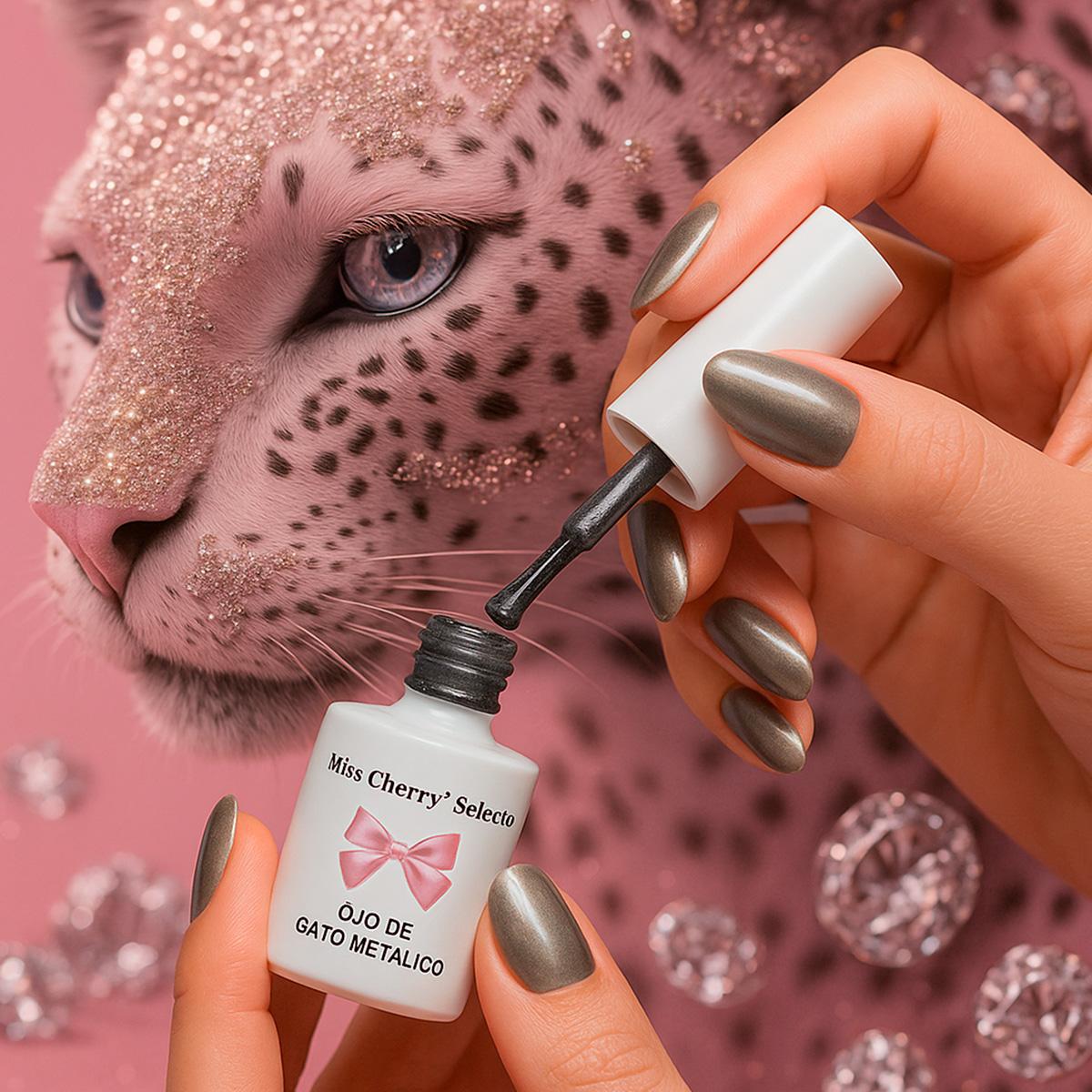 Miss Cherry Gama Ojo de gato Metalico gel semipermaneten Nail Art profesional manicura 12 pcs