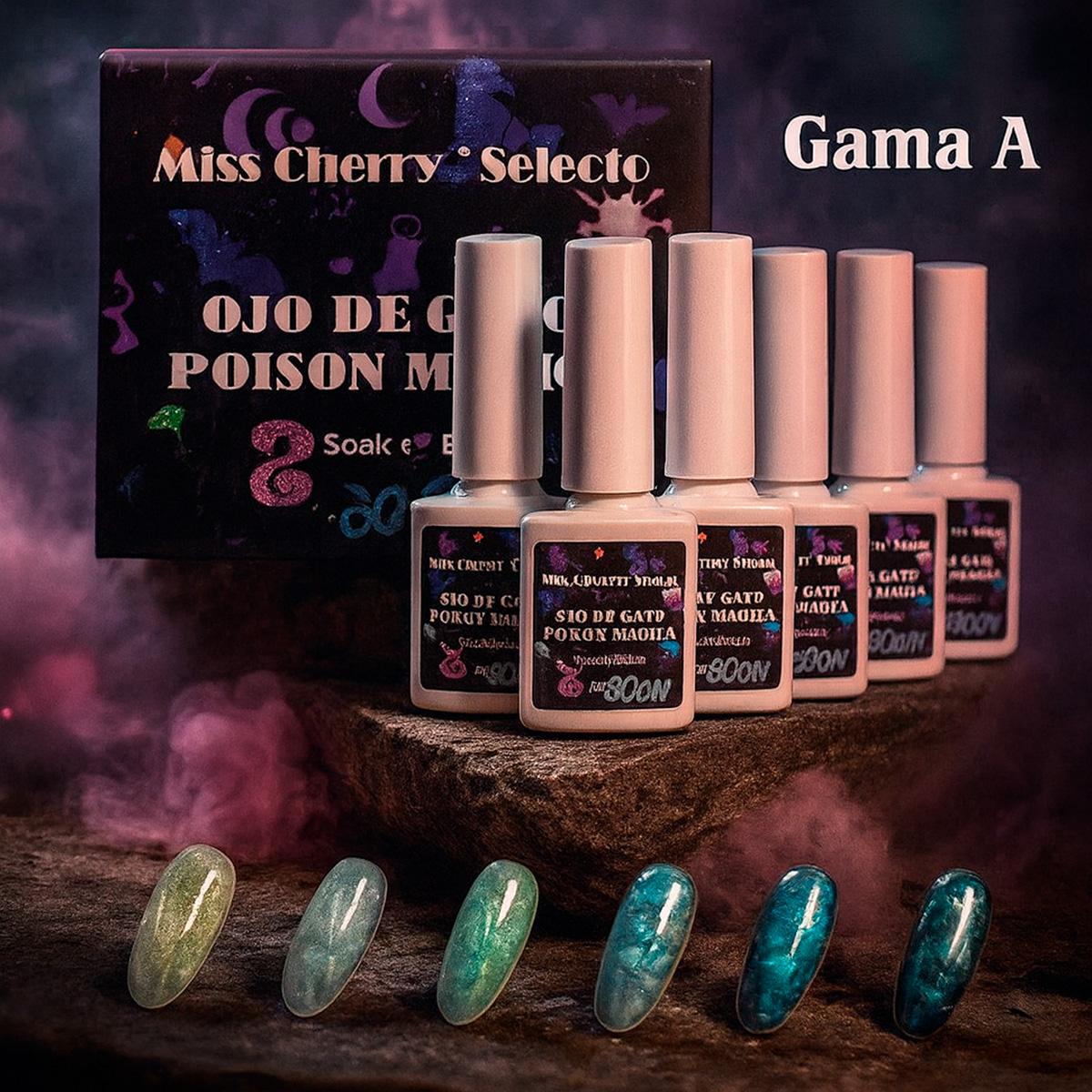 MISS CHERRY Gel esmalte semipermanente para uñas Uv Led Gama efecto ojo de gato POCIÓN MÁGICA 6 pcs