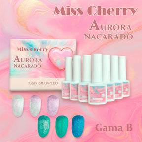 Miss Cherry Gama AURORA NACARADO Gel semipermanente profesional UV LED  6 pcs Nail art