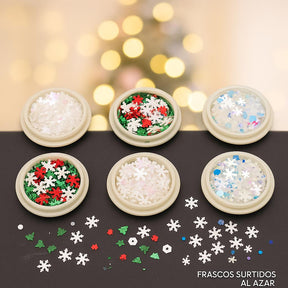 Miss Cherry Decoraciones Navideñas Set 6pz en Resina con Diseño Animado para Uñas, Accesorios DIY