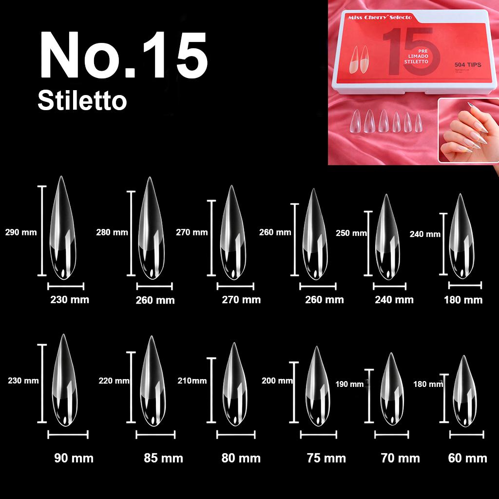 Miss Cherry Kit 504 Tips prelimados con Rubber Gel profesional y lima para extension de uñas profesional