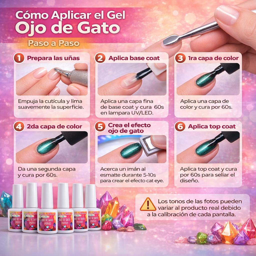 HEMATPOFREE Miss Cherry Fusion ojo de gato efecto gel uñas manicura