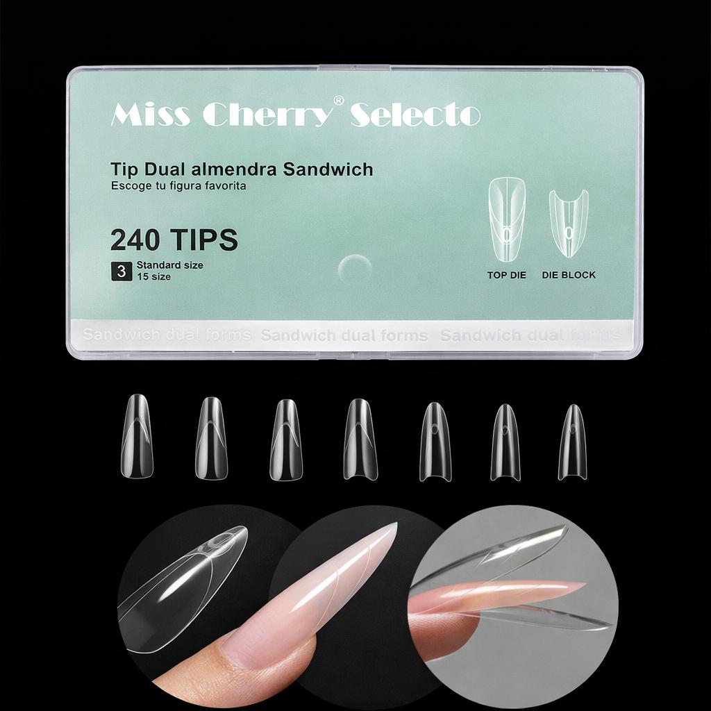 Miss Cherry Tip dual sistem sandwich extension de uñas moldes doble forma