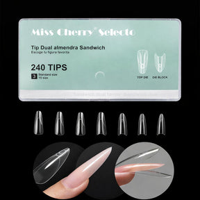 Miss Cherry Tip dual sistem sandwich extension de uñas moldes doble forma