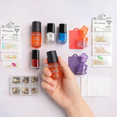 Miss Cherry Kit stamper de 6 Tintas de sellos, Gel en frio, placa de sellos y diamantes fantasía decoración  Uñas