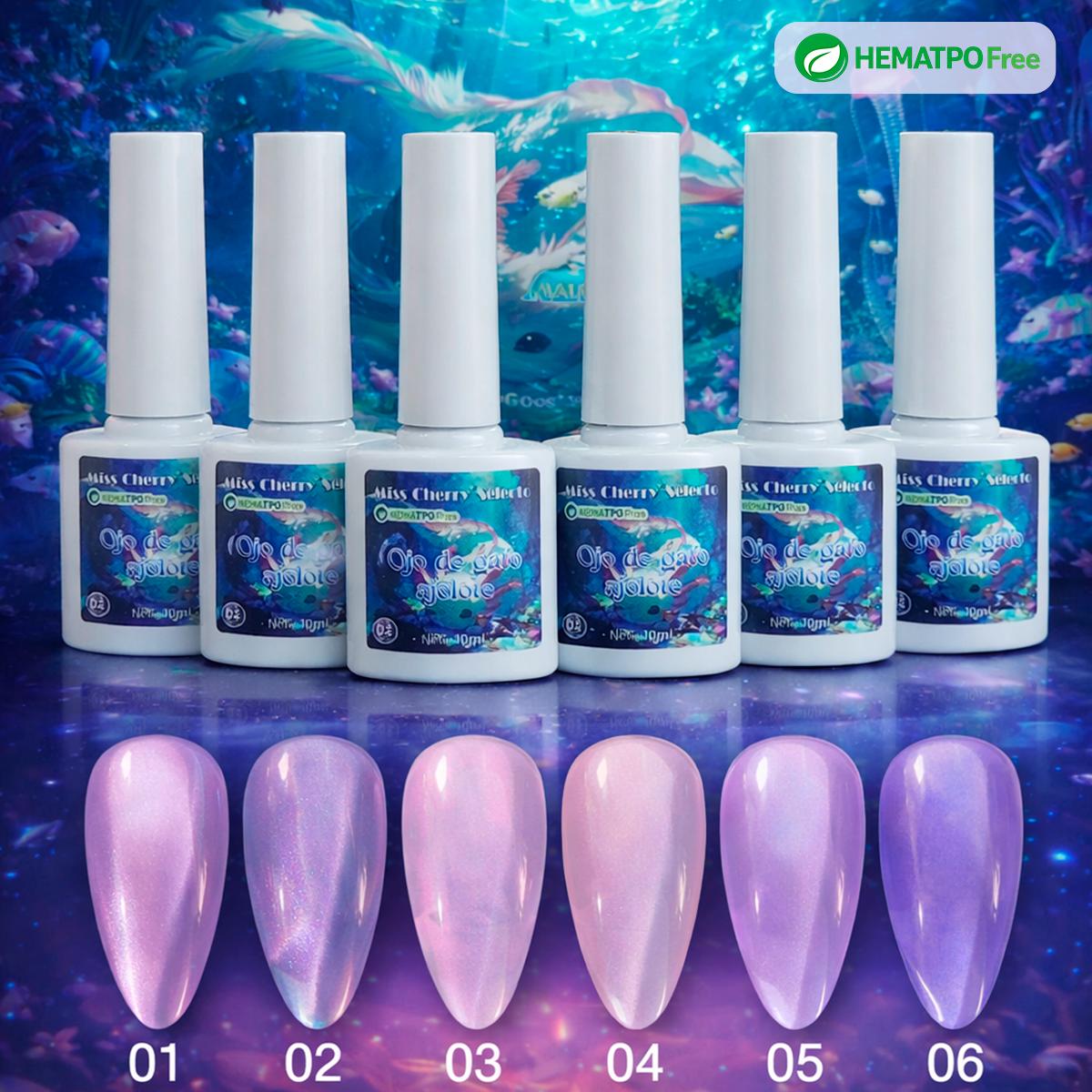HEMATPOFree Miss Cherry Ojo de gato Ajolote efecto uñas gel profesional
