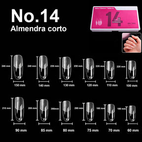 Miss Cherry 504pcs Tips Pre limado para Uñas Soft Gel Incluye 12 Tamaños Uñas Postizas Transparentes