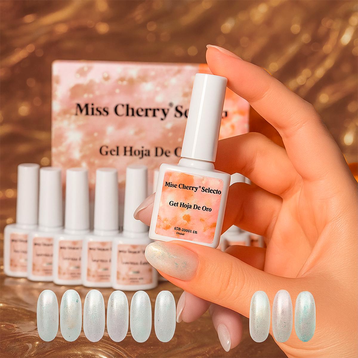 Miss Cherry Gama Hoja de oro gel semipermanente profesional UV LED manicura 12 p