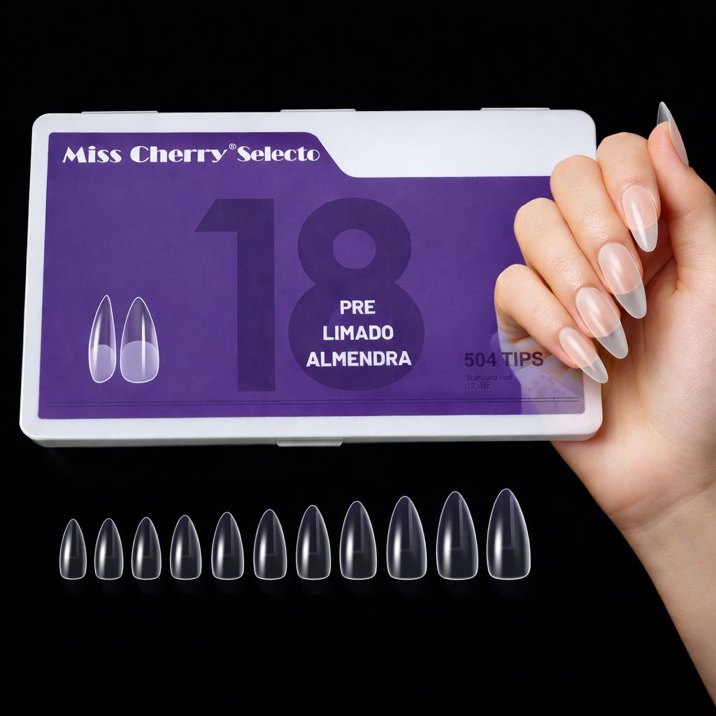 Miss Cherry 504pcs Tips Pre limado para Uñas Soft Gel Incluye 12 Tamaños Uñas Postizas Transparentes