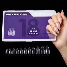 Miss Cherry 504pcs Tips Pre limado para Uñas Soft Gel Incluye 12 Tamaños Uñas Postizas Transparentes