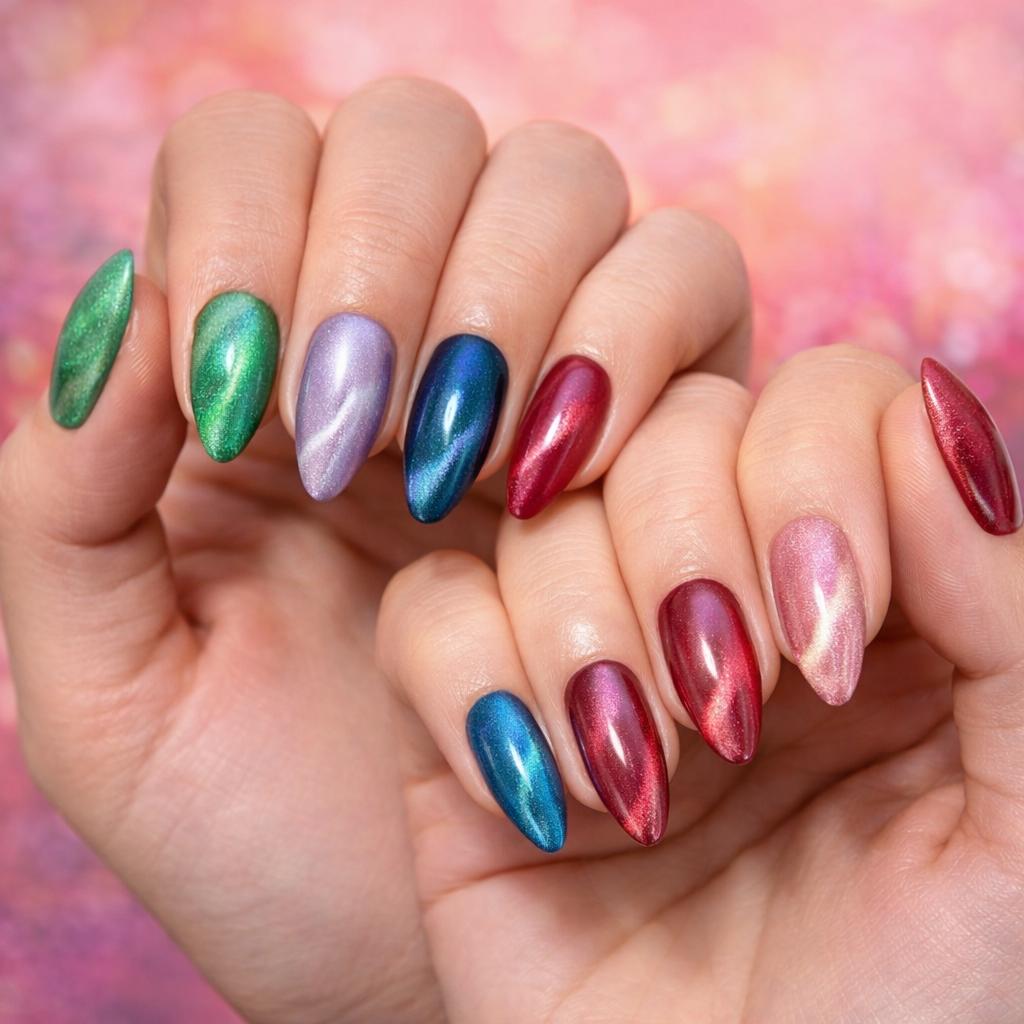 HEMATPOFREE Miss Cherry Fusion ojo de gato efecto gel uñas manicura