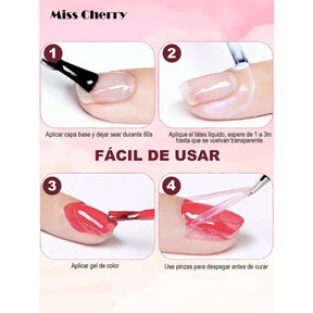 MISS CHERRY 3 Esmaltes de látex líquido para uñas, cinta protectora de esmalte de uñas, protector de la piel del dedo para la aplicacion de esmaltes, arte de uñas