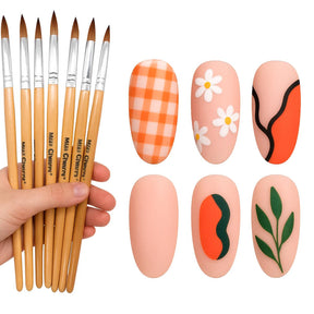 Miss Cherry Juego de Pinceles 10p Para Uñas Acrilico Manicura Decoración Modelos No.12 No.8 No.6 a elegir