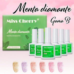 MISS CHERRY Gel esmalte semipermanente para uñas Uv Led Gama MENTA DIAMANTE 6 pcs