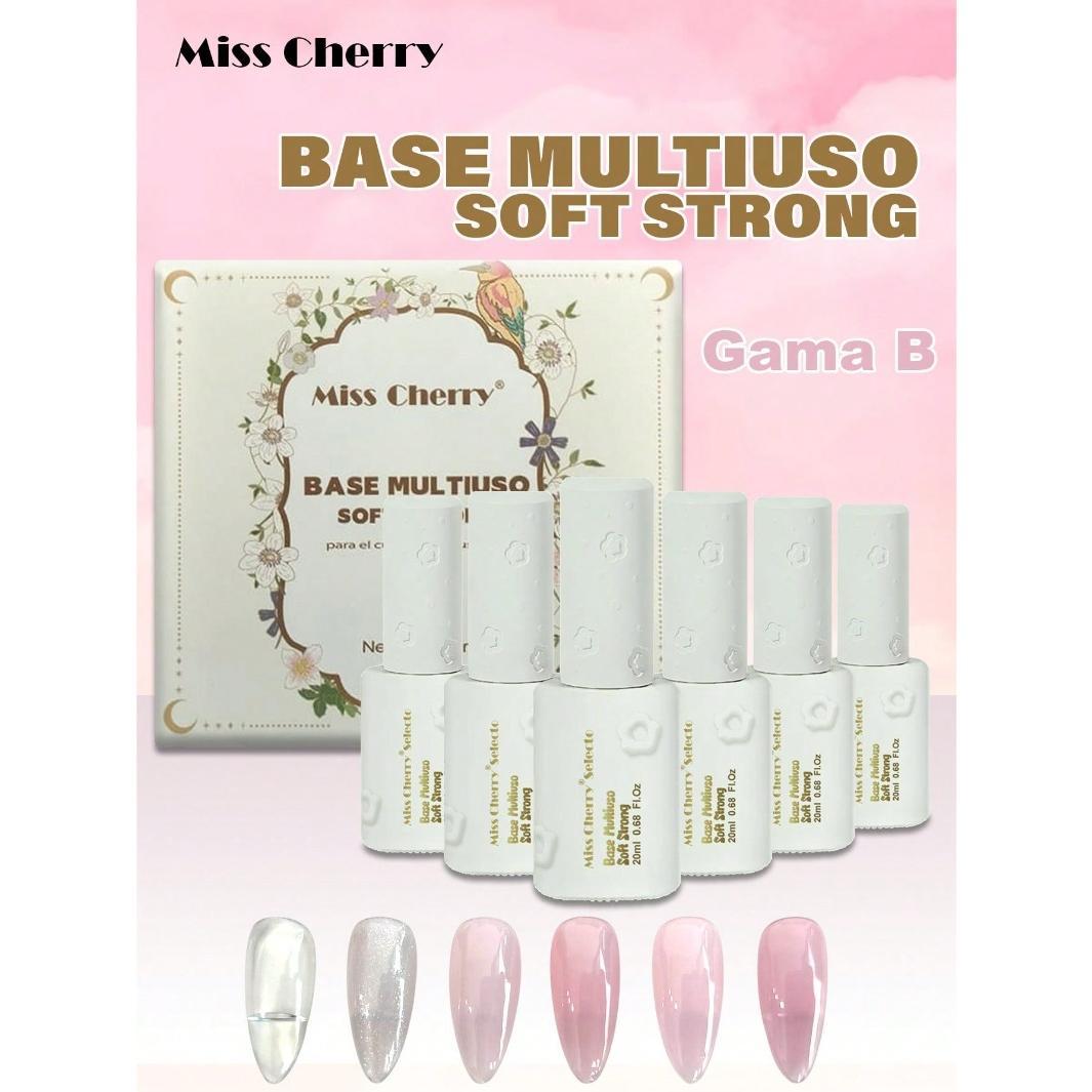 HEMATPOFREE MISS CHERRY Gel esmalte semipermanente para uñas Uv Led BASE MULTIUSO SOFT STRONG 6 pcs