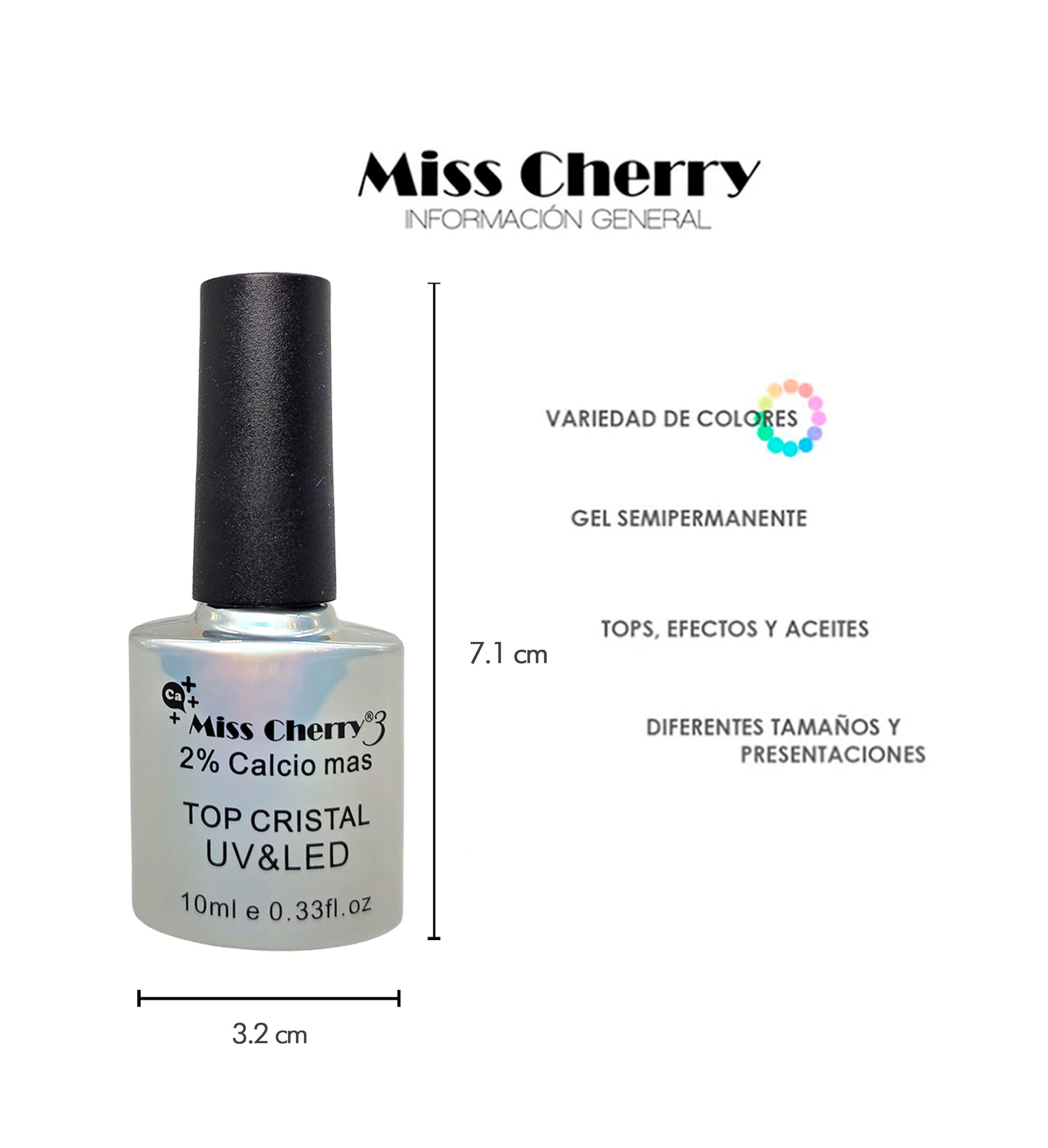 Miss Cherry Top Cristal UV&Led 10ml 12 pcs Uñas Esmalte