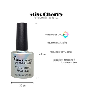 Miss Cherry Top Cristal UV&Led 10ml 12 pcs Uñas Esmalte